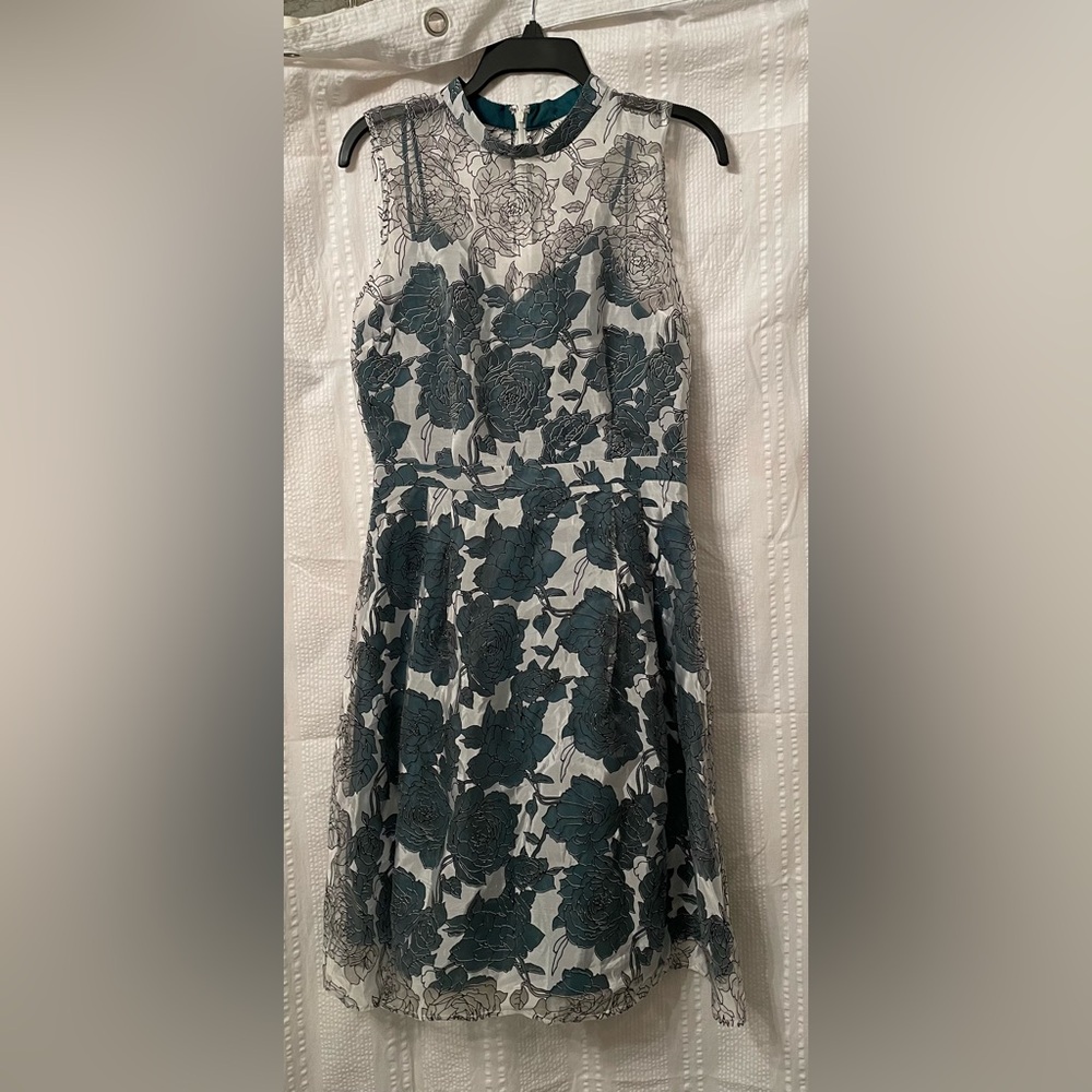 Lace & Mesh dress size medium green and white lined